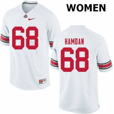 NCAA Ohio State Buckeyes Women's #68 Zaid Hamdan White Nike Football College Jersey DBS1445RC